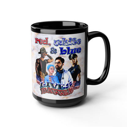 rw&b lives matter - Black Mug (white marble)