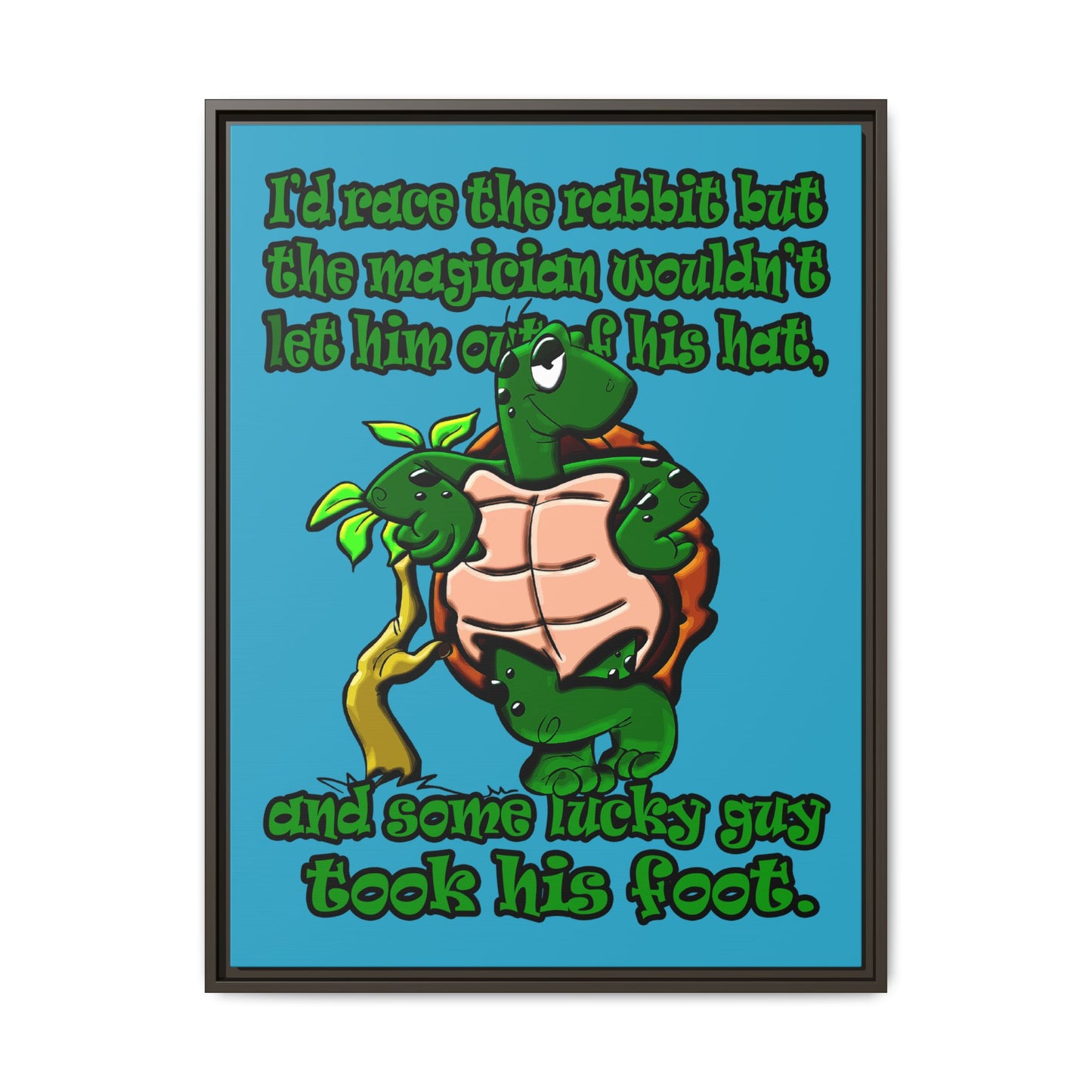turtle race - framed canvas art (turquoise)