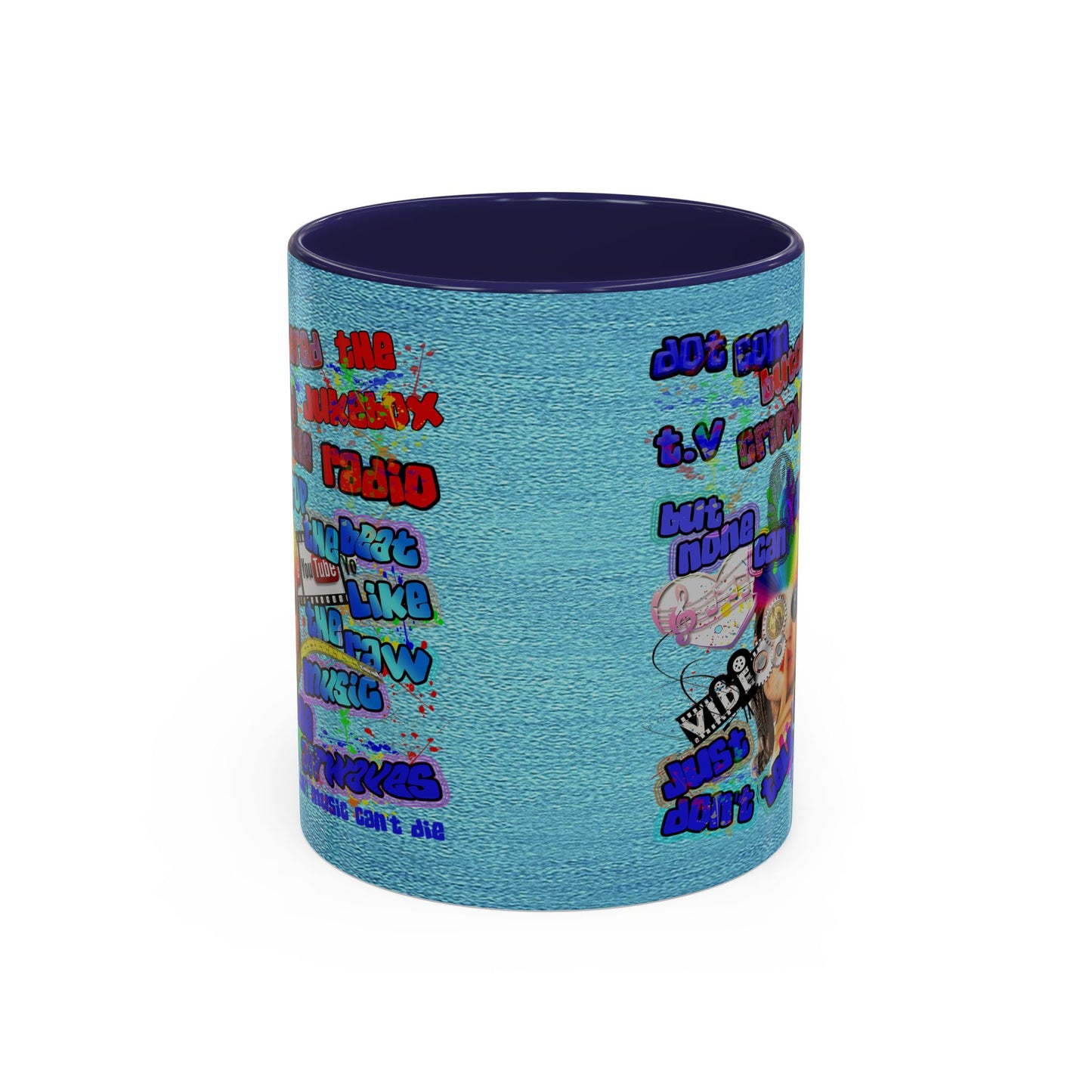 drop the beat - Accent Mug (faded blue)
