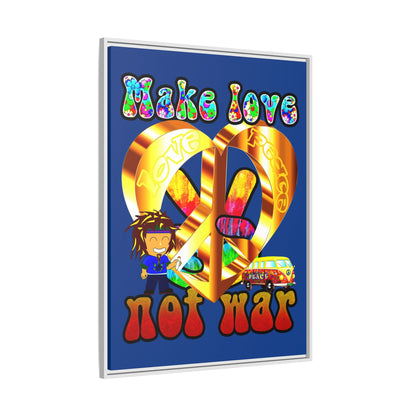 love peace - framed canvas art (dark blue)