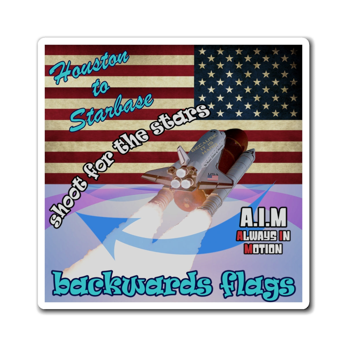 shoot for the stars - Magnets - (light blue-pink wave)
