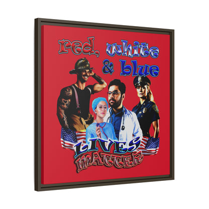 rw&b lives matter - framed canvas art (dark red)