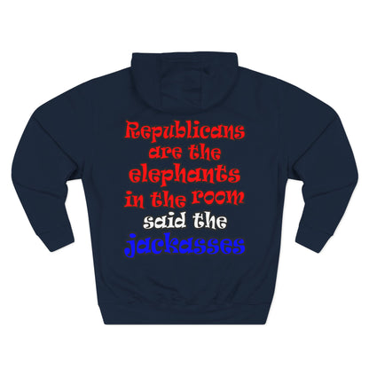 donkeys and elephants - Three-Panel Fleece Hoodie