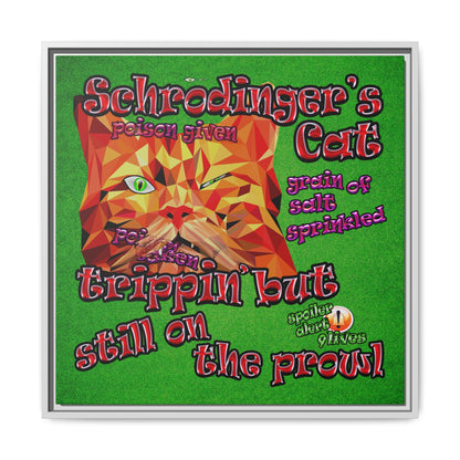 schrodinger's cat - framed canvas art (green turf)