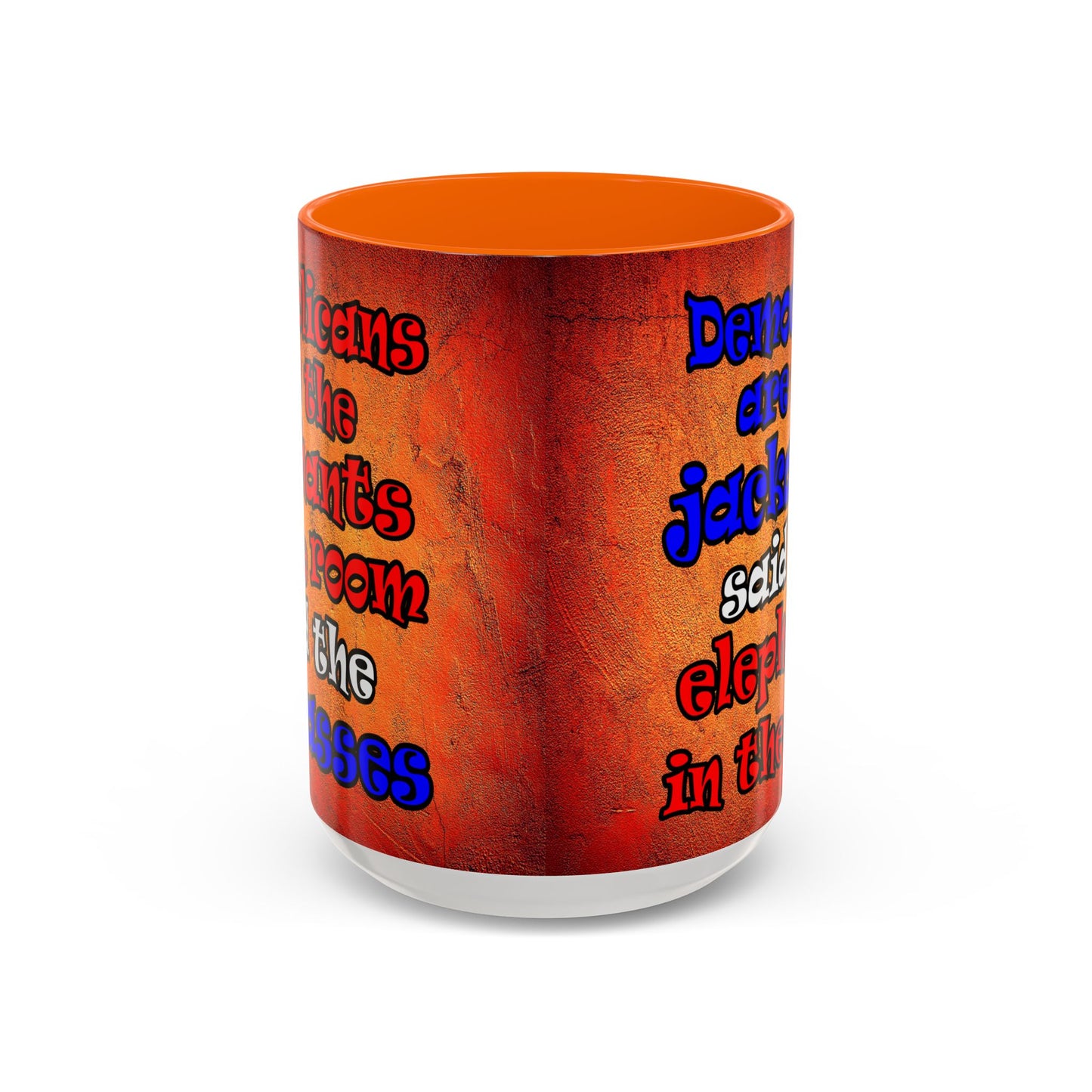 donkeys and elephants - Accent Mug (burnt orange)