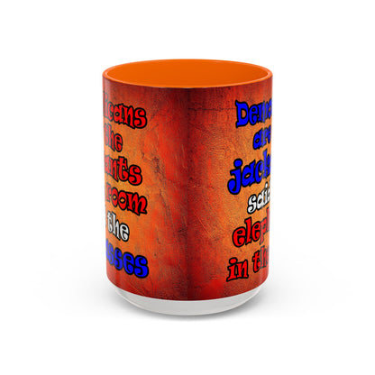 donkeys and elephants - Accent Mug (burnt orange)