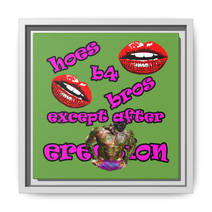 hoes b4 bros - framed canvas art (green)