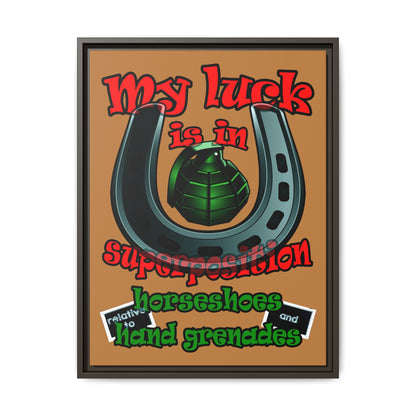 my luck - framed canvas art (light brown)