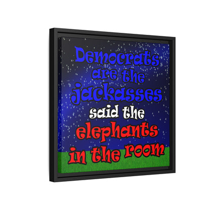 donkeys and elephants - framed canvas art ('snoops' background)