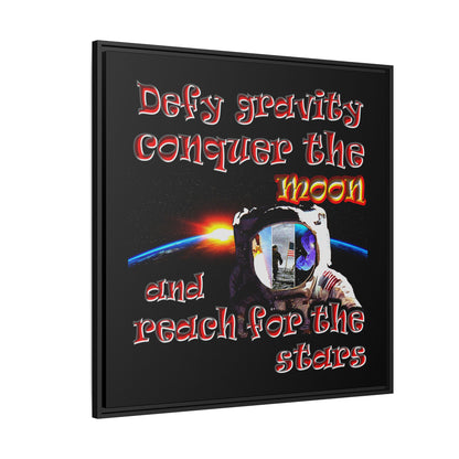 defy conquer reach - framed canvas art (black)
