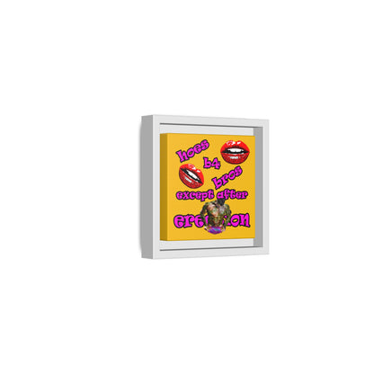 hoes b4 bros - framed canvas art (yellow)