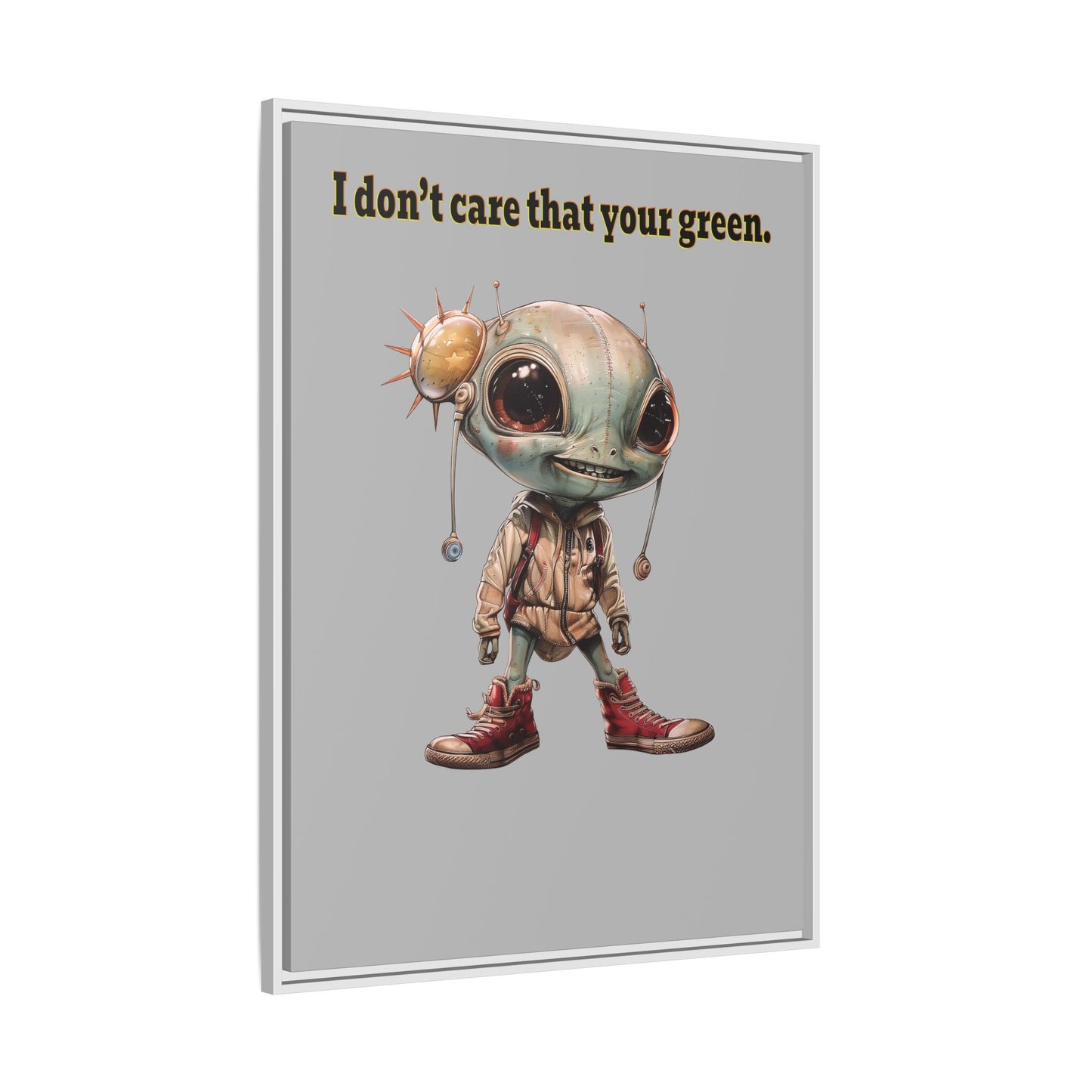 I don't care that your green - framed canvas art (light grey)