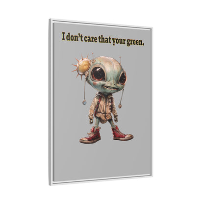 I don't care that your green - framed canvas art (light grey)