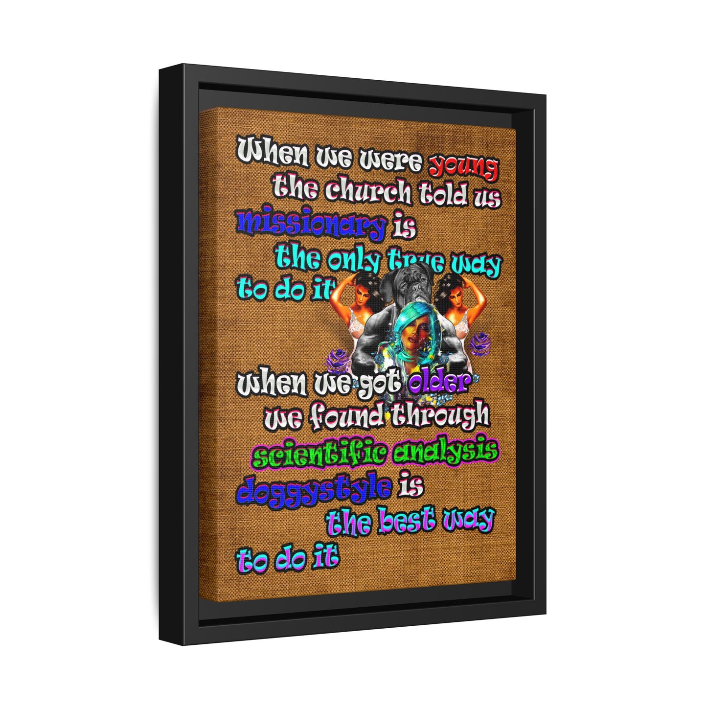 doggystyle - framed canvas art (brown papyrus)