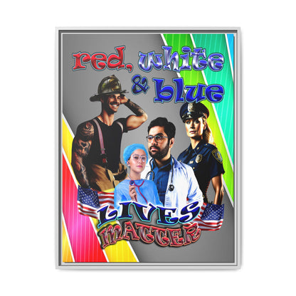 rw&b lives matter - framed canvas art (rainbow split)