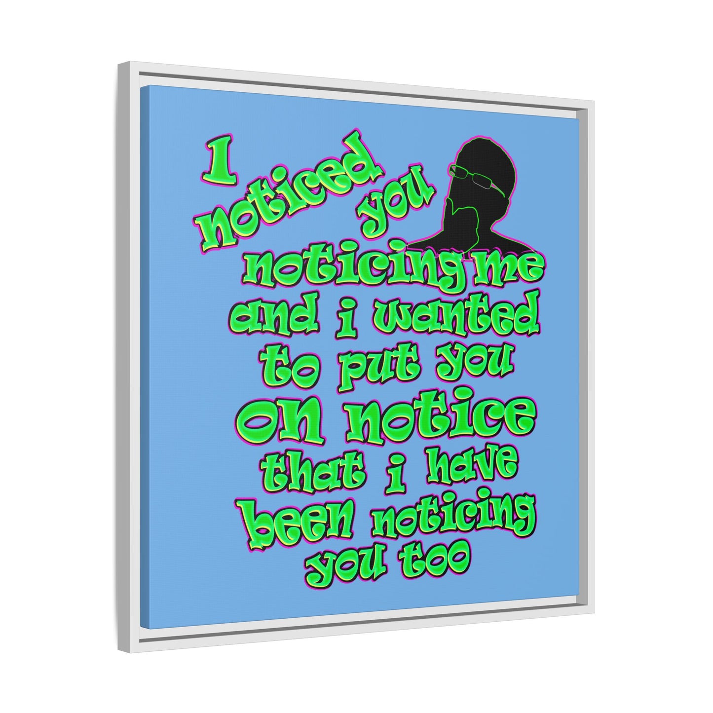 noticed you noticing - framed canvas art (light blue)