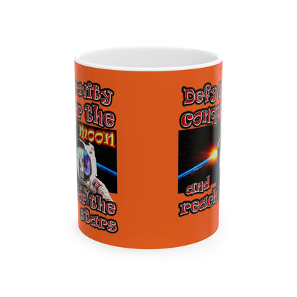 defy conquer reach - White Mug (orange)
