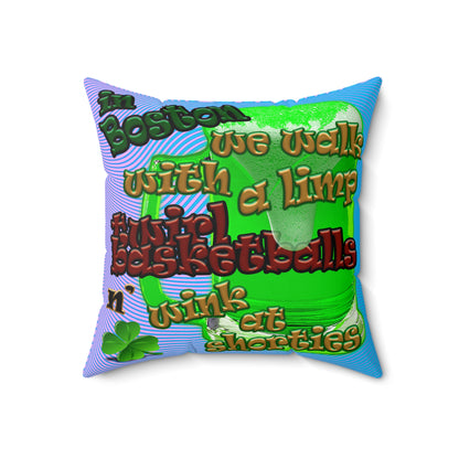 celtics logo - Faux Suede Square Pillow - (light blue-purple wave)