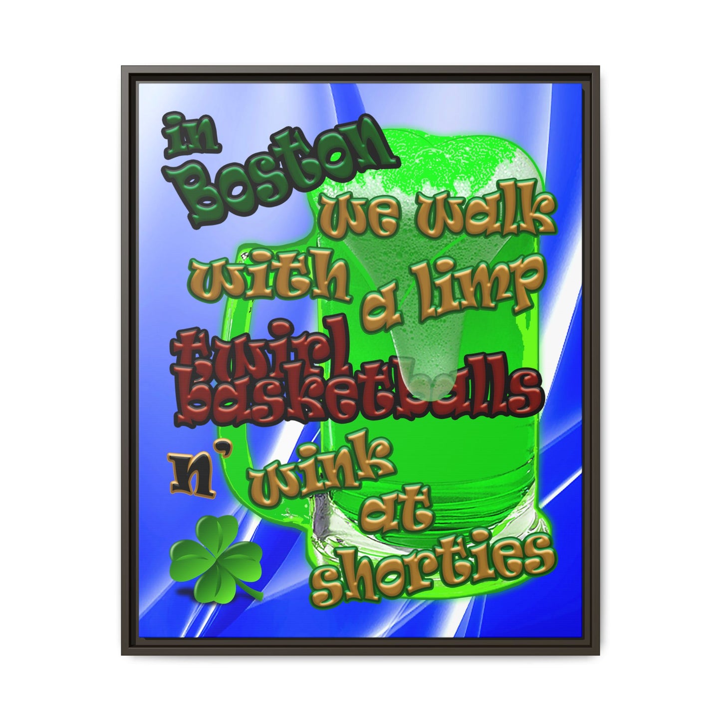 celtics logo - framed canvas art (blue-white wave)