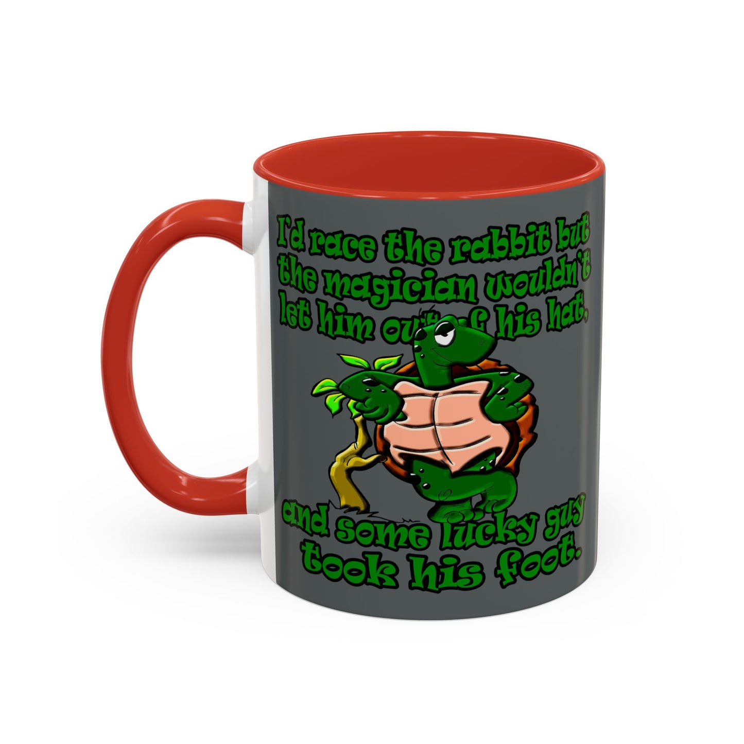 turtle race - Accent Mug (dark grey)