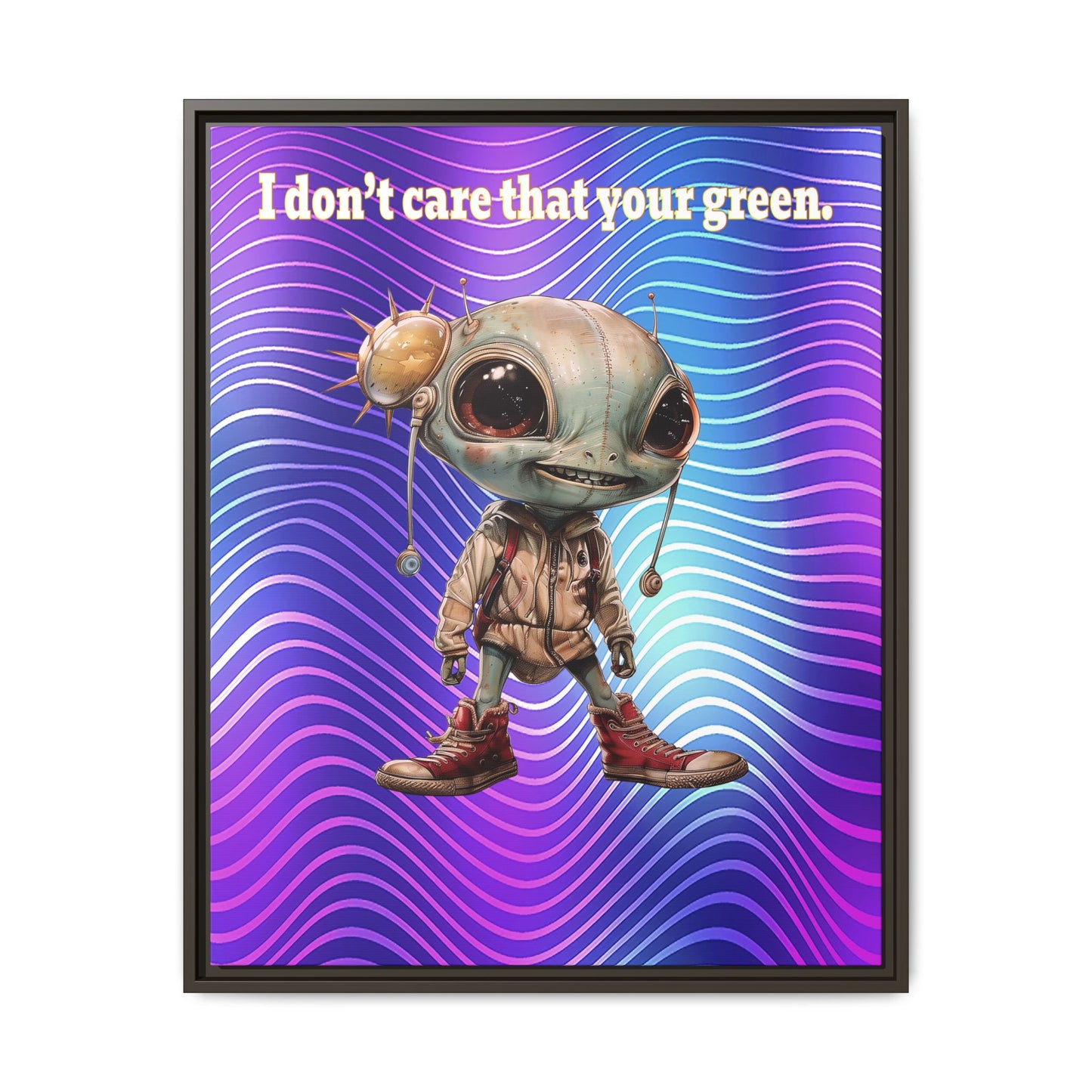 I don't care that your green - framed canvas art (purple wave)