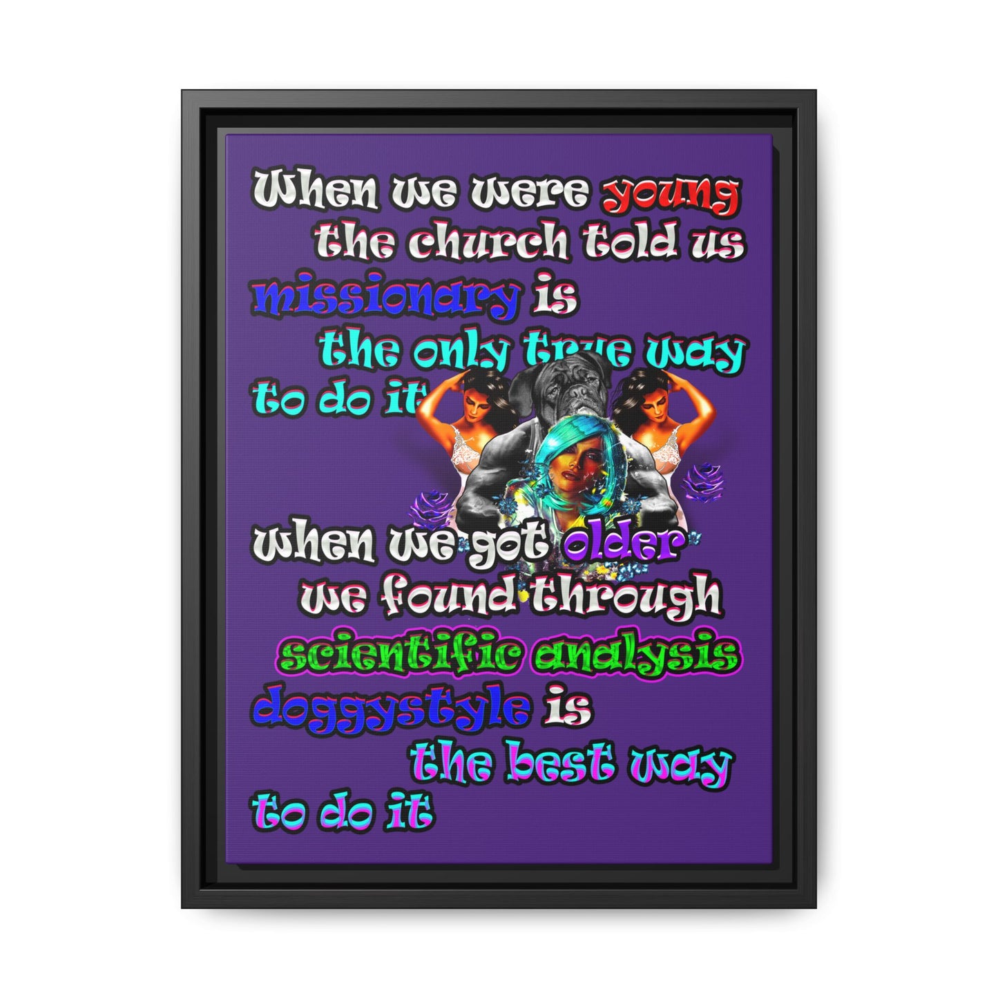 doggystyle - framed canvas art (purple)