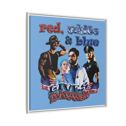 rw&b lives matter - framed canvas art (light blue)