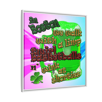 celtics logo - framed canvas art (light blue-pink wave)