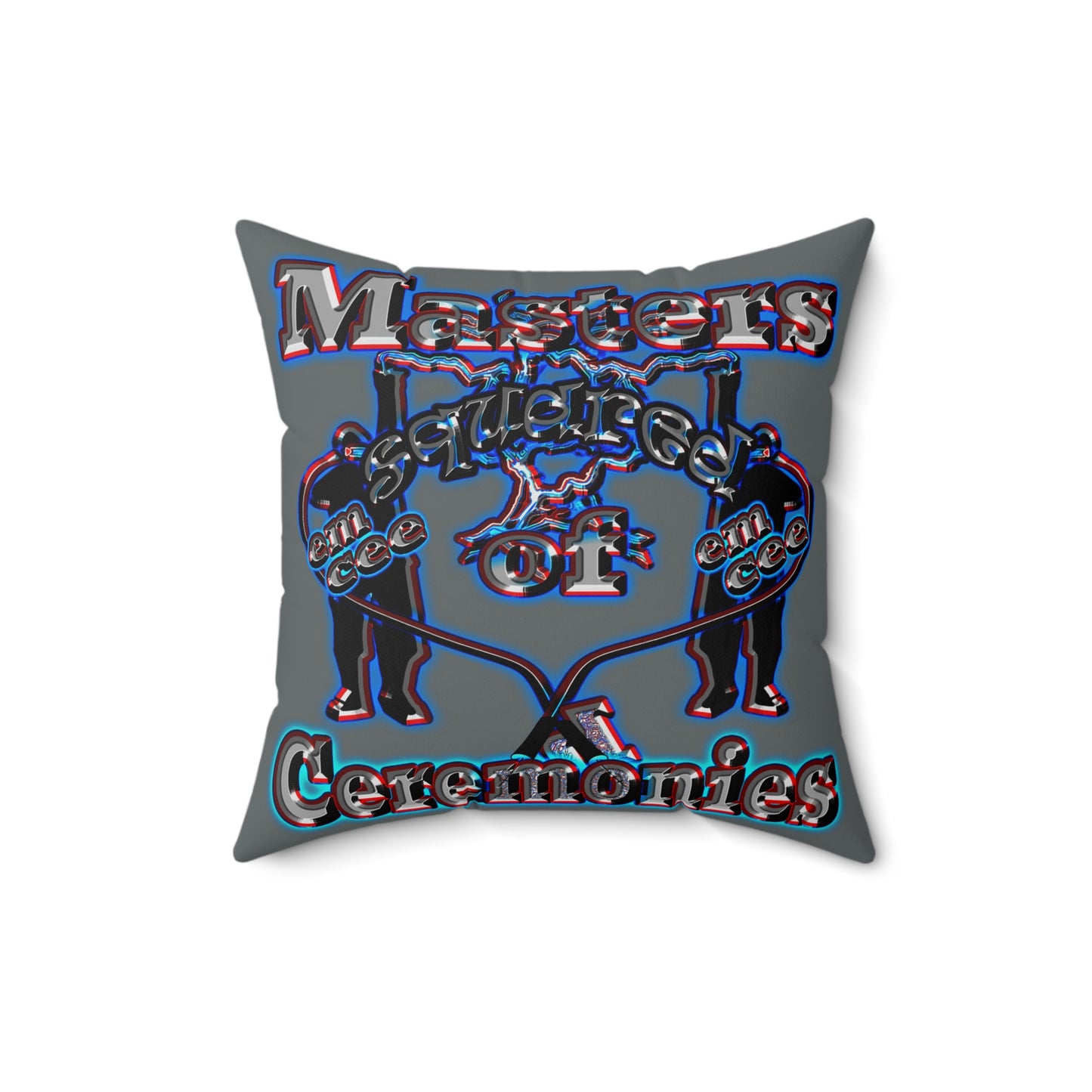 em cee squared - Spun Polyester Square Pillow - (dark grey)