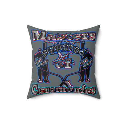em cee squared - Spun Polyester Square Pillow - (dark grey)