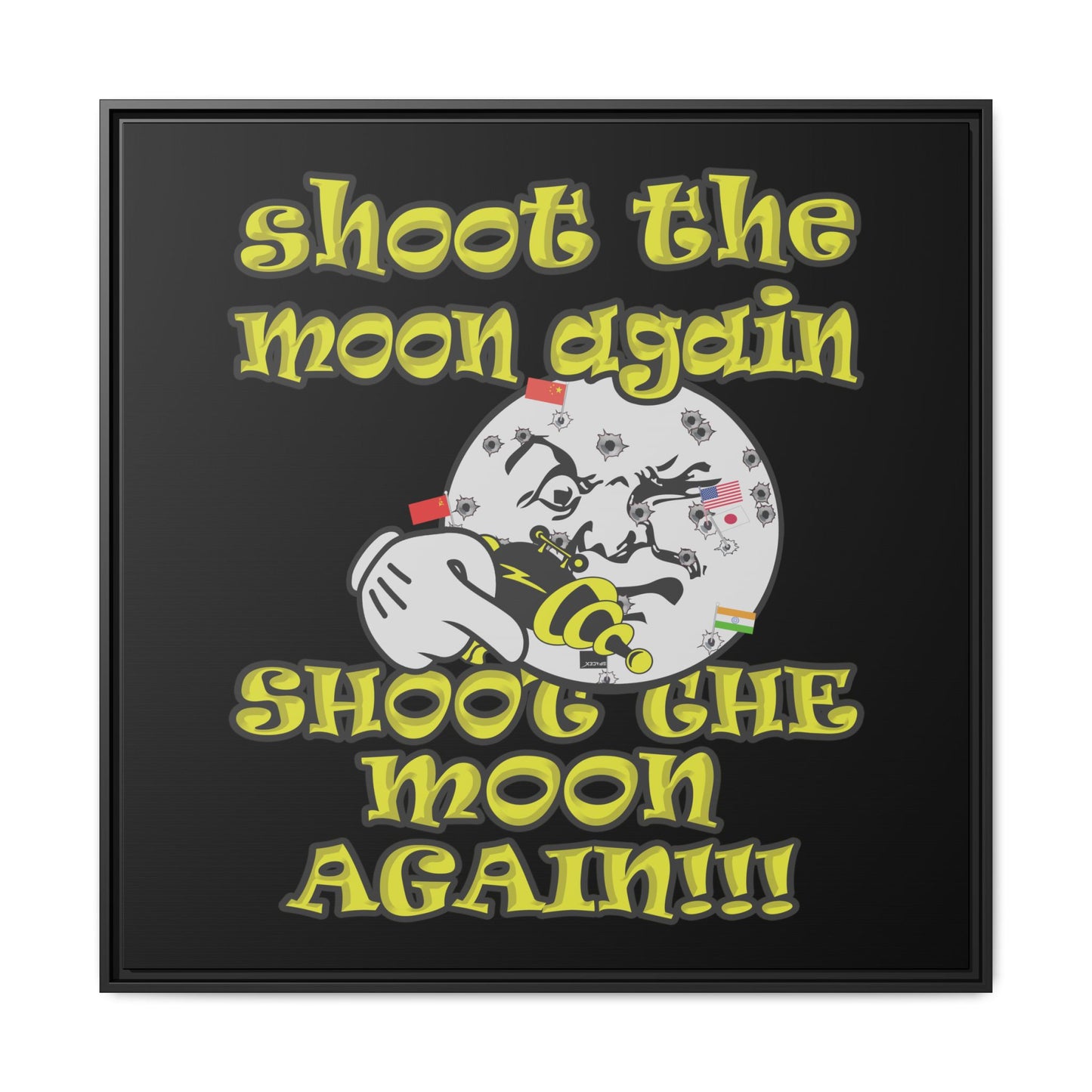 shoot the moon again - framed canvas art (black)
