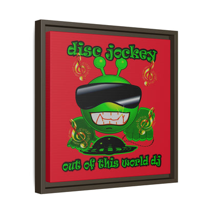 disc jockey - framed canvas art (dark red)