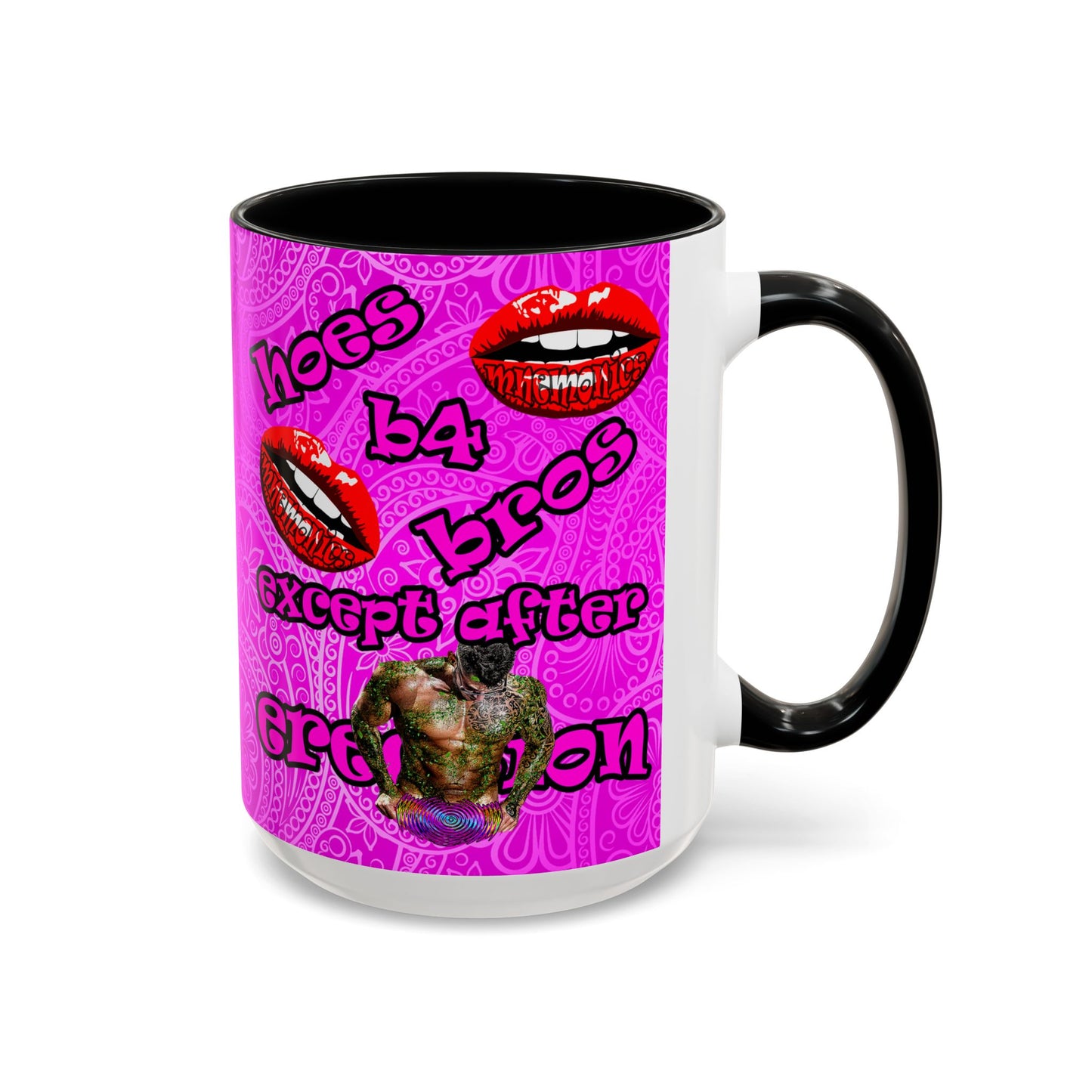 hoes b4 bros - Accent Mug (pink swirl)