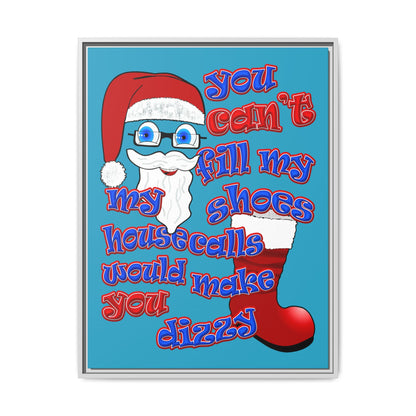 santa's shoes - framed canvas art (turquoise)