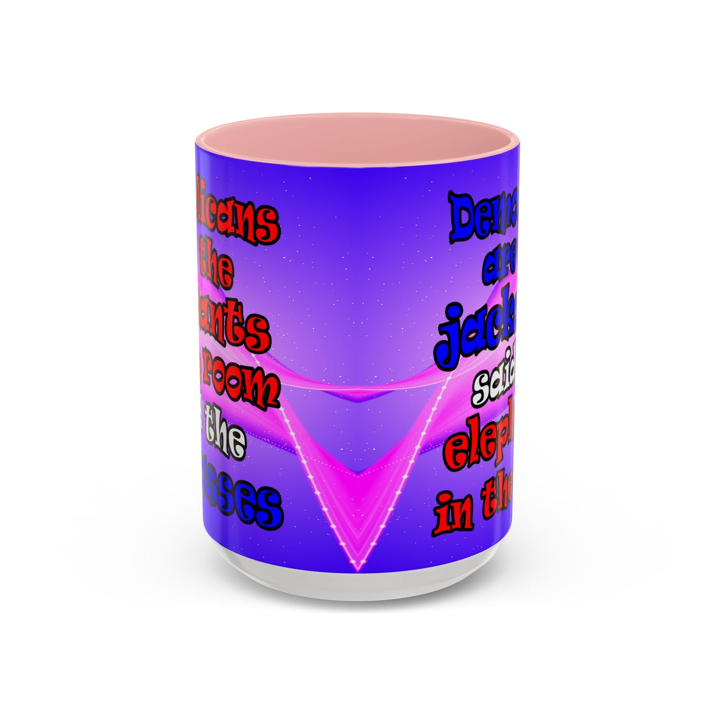 donkeys and elephants - Accent Mug (purple-pink wave)