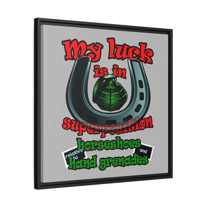 my luck - framed canvas art (light grey)
