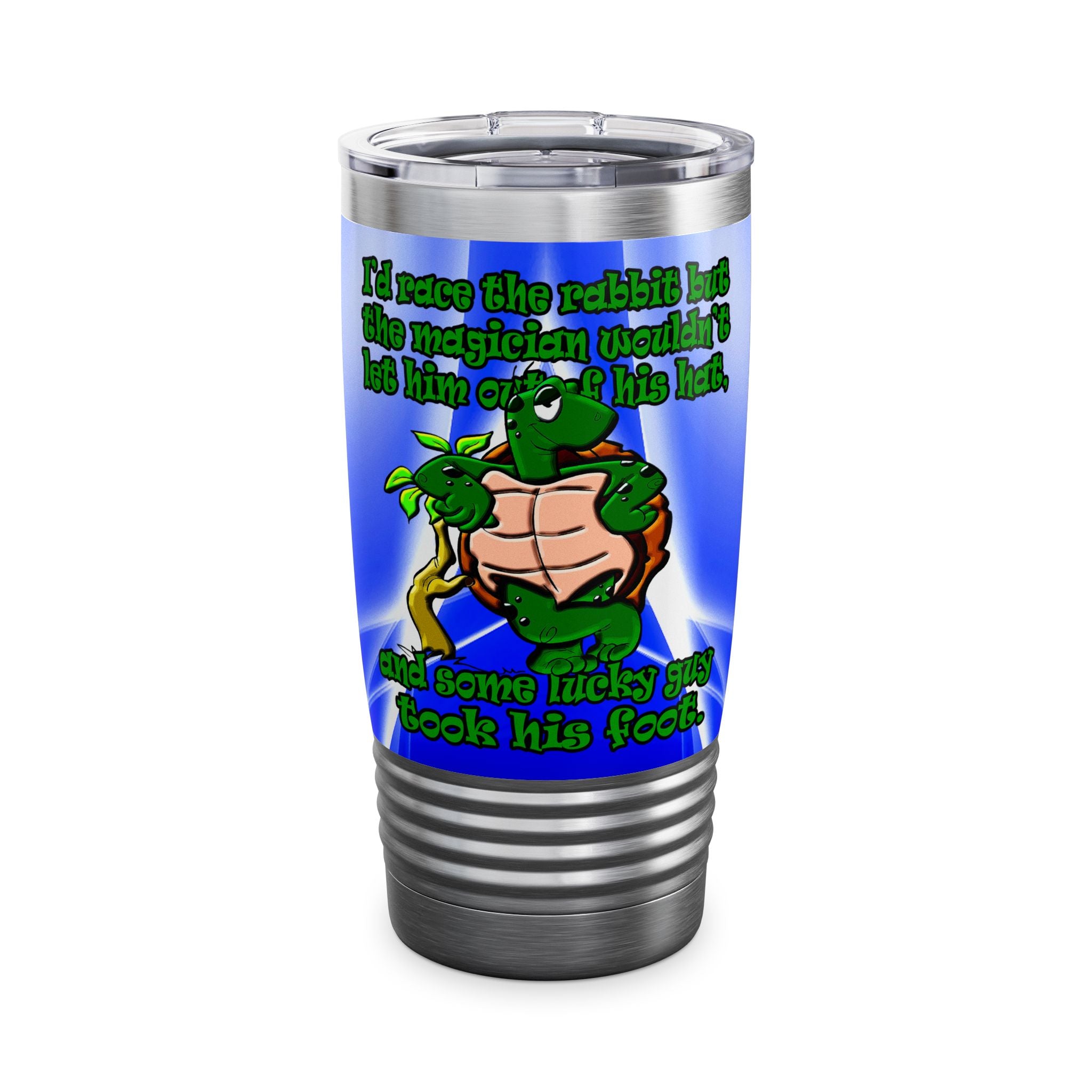 turtle race - Ringneck Tumbler, 20oz (blue-white wave)