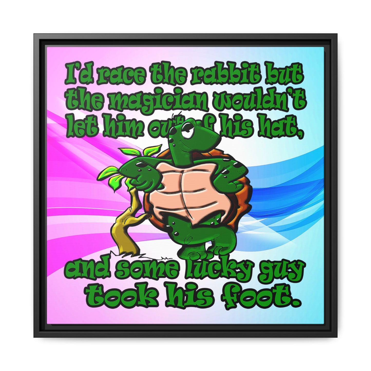 turtle race - framed canvas art (light blue-pink wave)