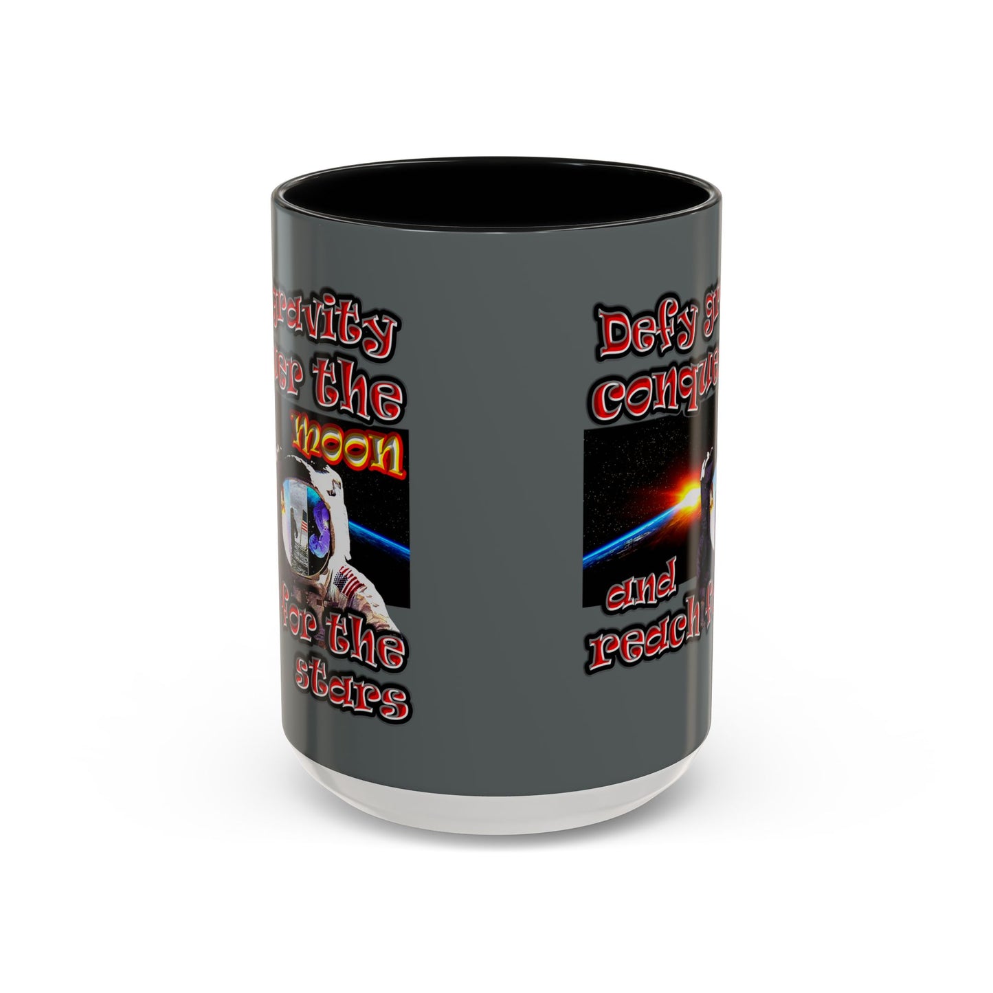 defy conquer reach - Accent Mug (dark grey)
