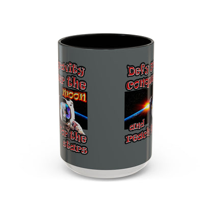 defy conquer reach - Accent Mug (dark grey)