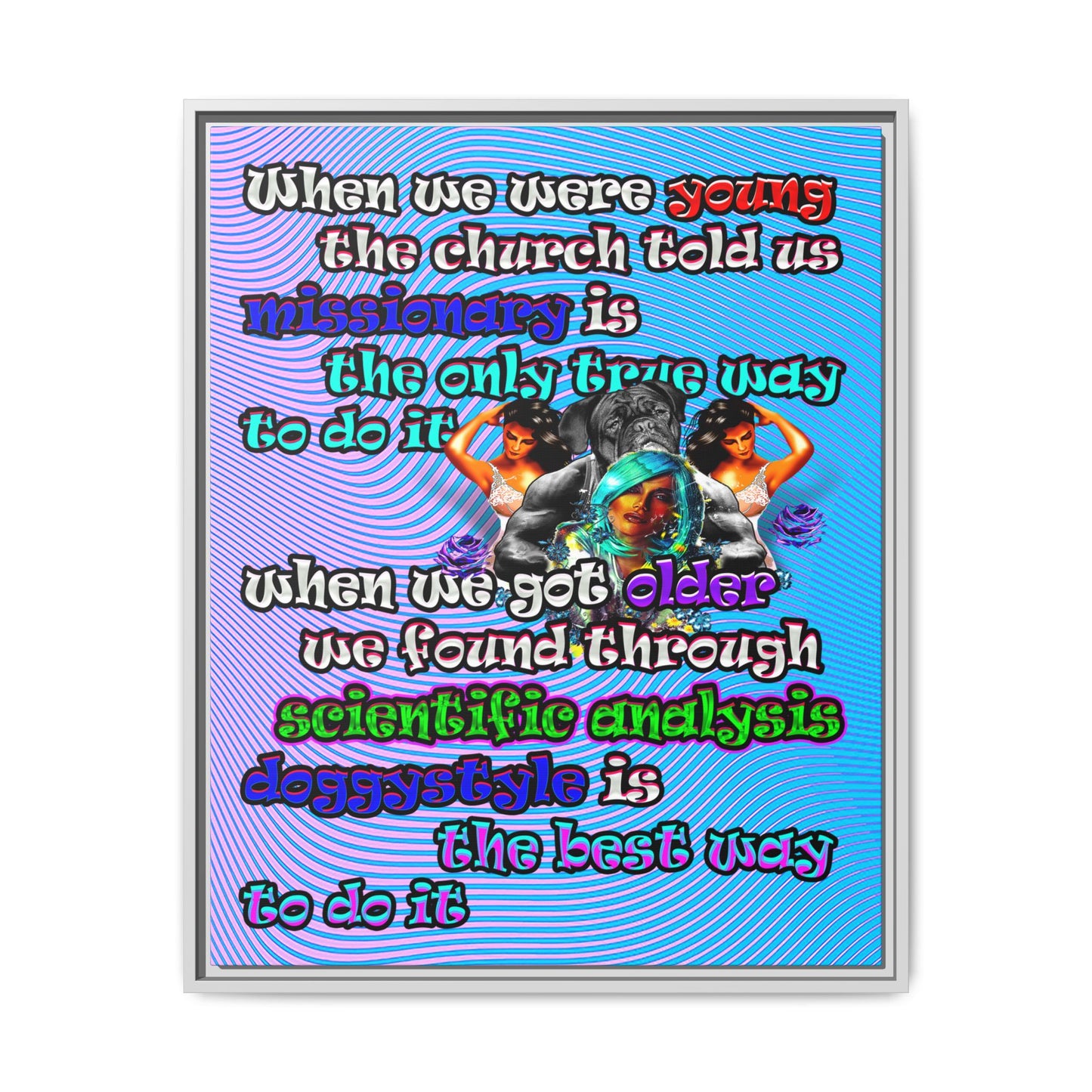 doggystyle - framed canvas art (light blue-purple wave)