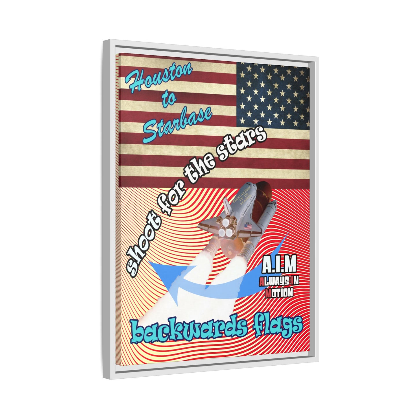 shoot for the stars - framed canvas art (yellow-orange wave)