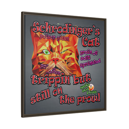 schrodinger's cat - framed canvas art (grey-light grey)