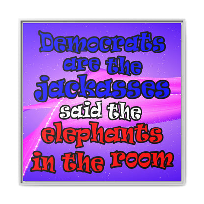 donkeys and elephants - framed canvas art (purple-pink wave)