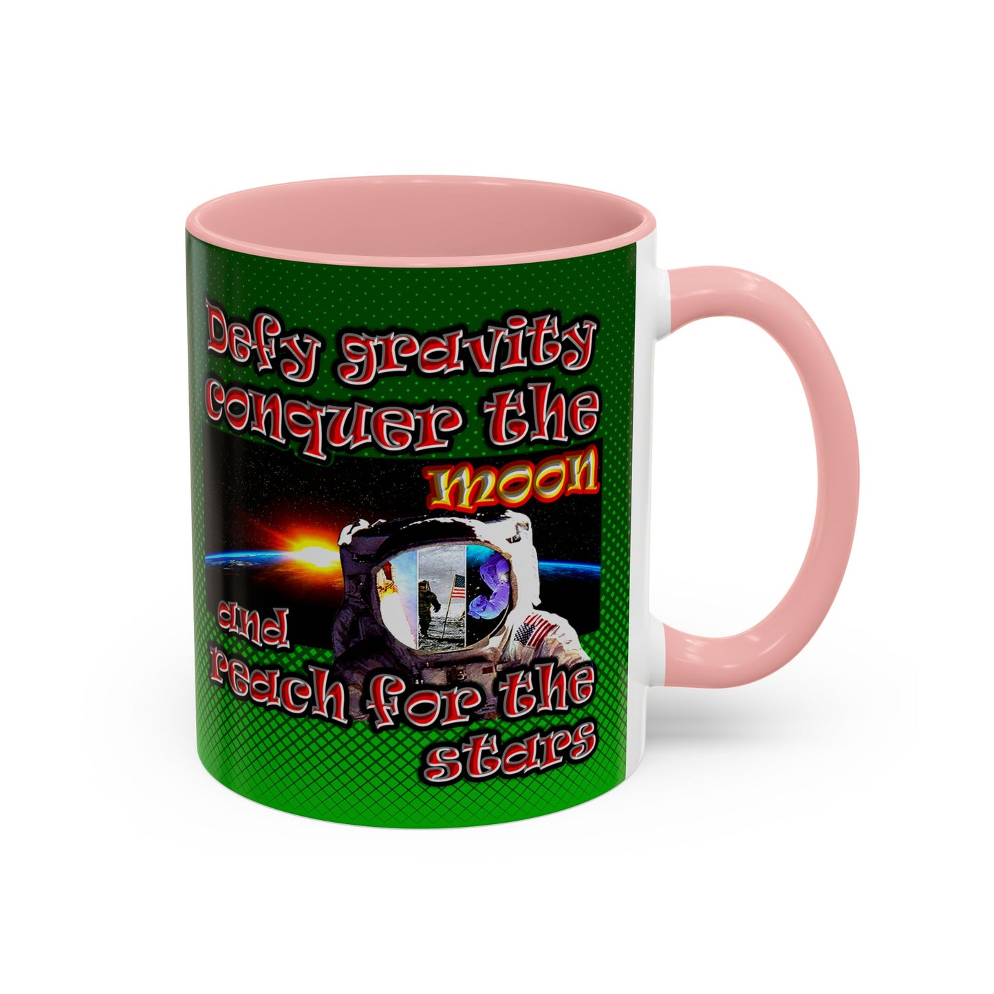 defy conquer reach - Accent Mug (logo green)