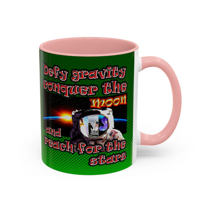 defy conquer reach - Accent Mug (logo green)