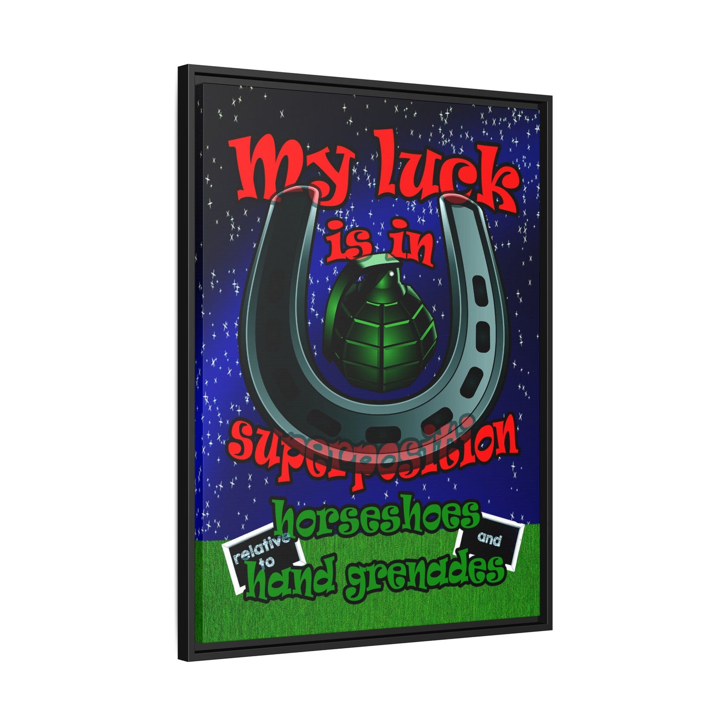 my luck - framed canvas art ('snoops' background)