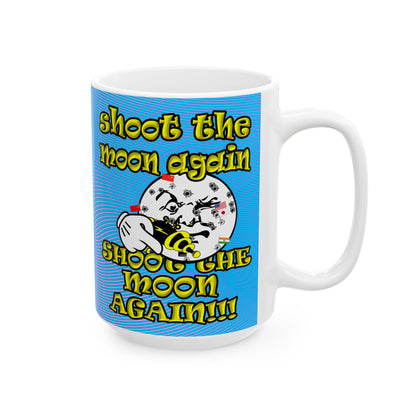 shoot the moon again - White Mug (light blue-purple wave)