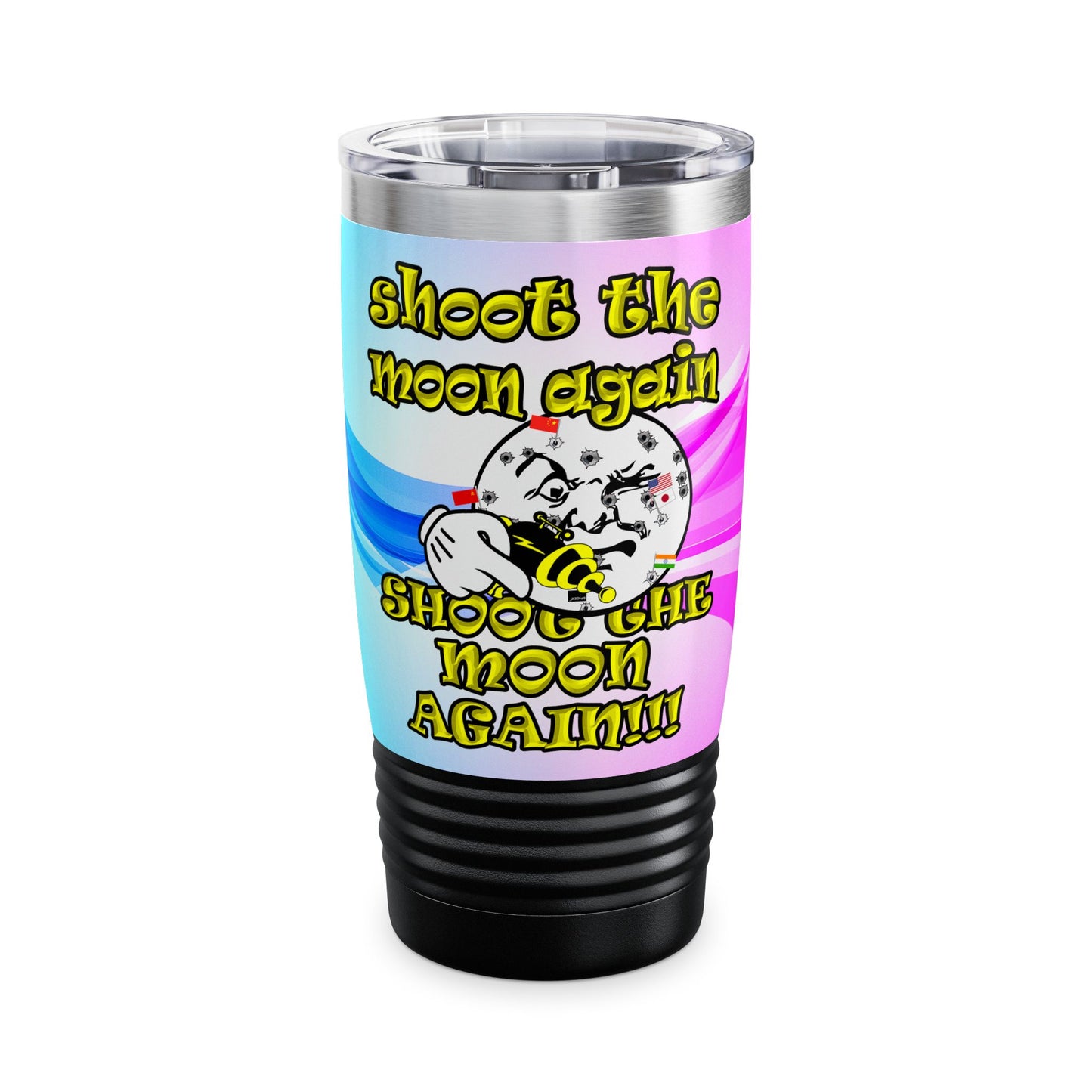 shoot the moon again - Ringneck Tumbler, 20oz (light blue-pink wave)