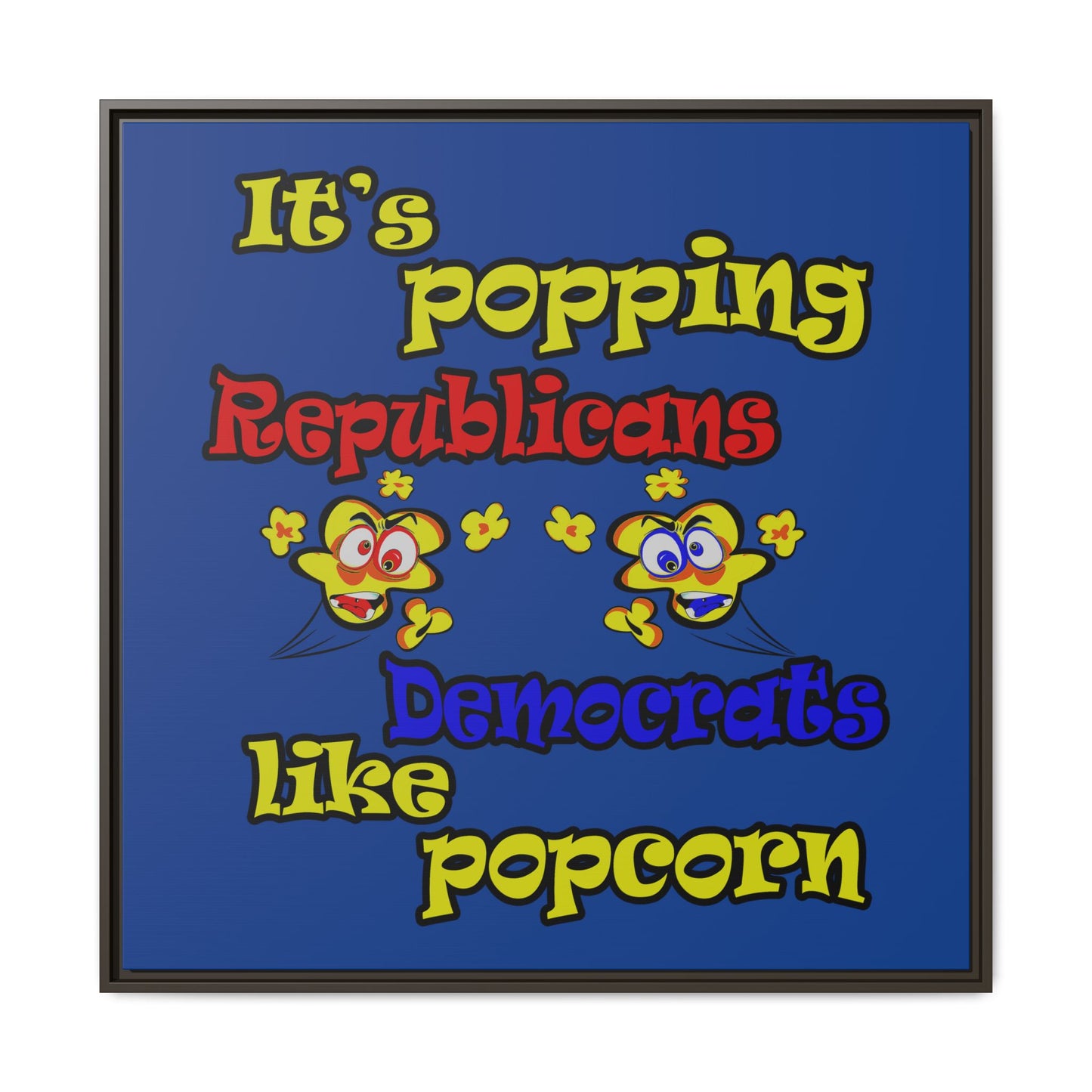 popping like popcorn - framed canvas art (dark blue)